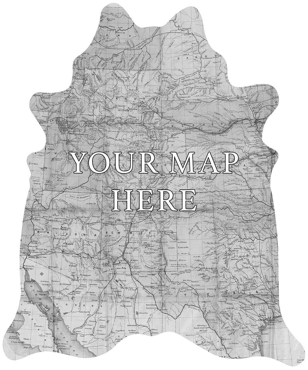 Custom Faux Printed Map - Floor Mat - Gray