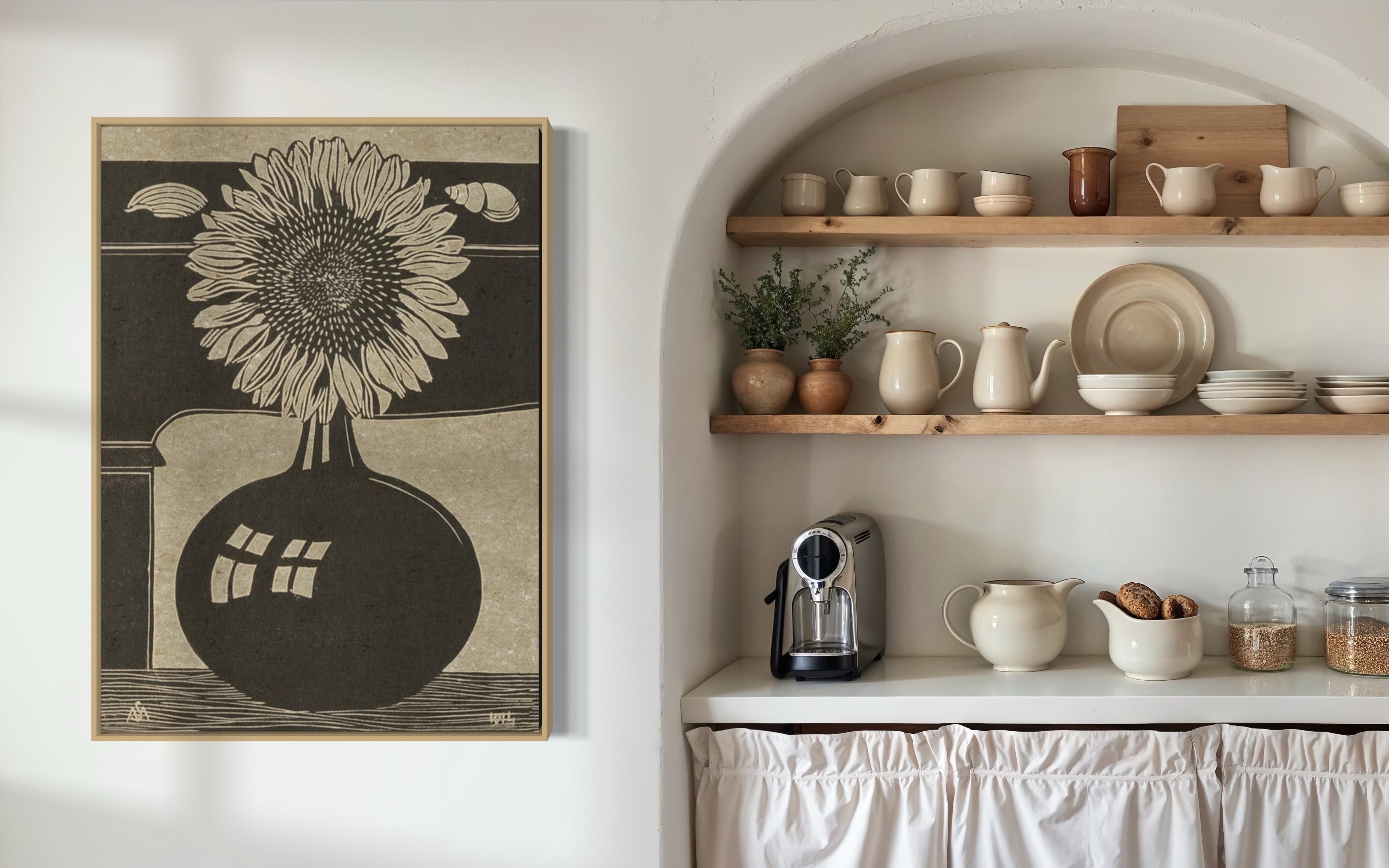 Sunflower Vase Etching Hemp Art