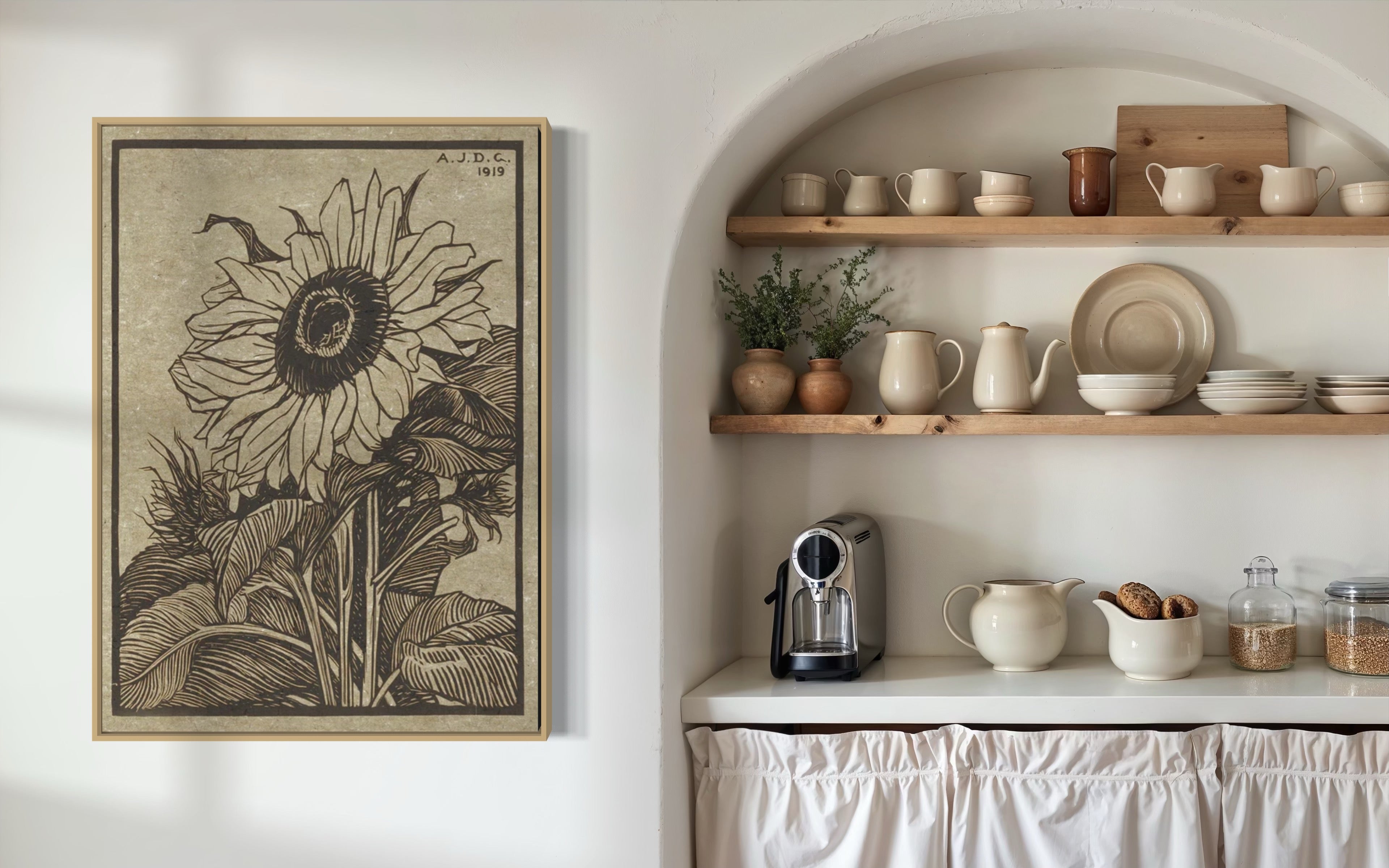 Sunflower Etching Hemp Art
