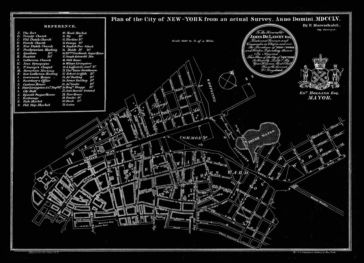 NYC Map on Black