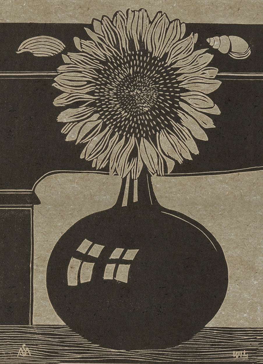 Sunflower Vase Etching Hemp Art