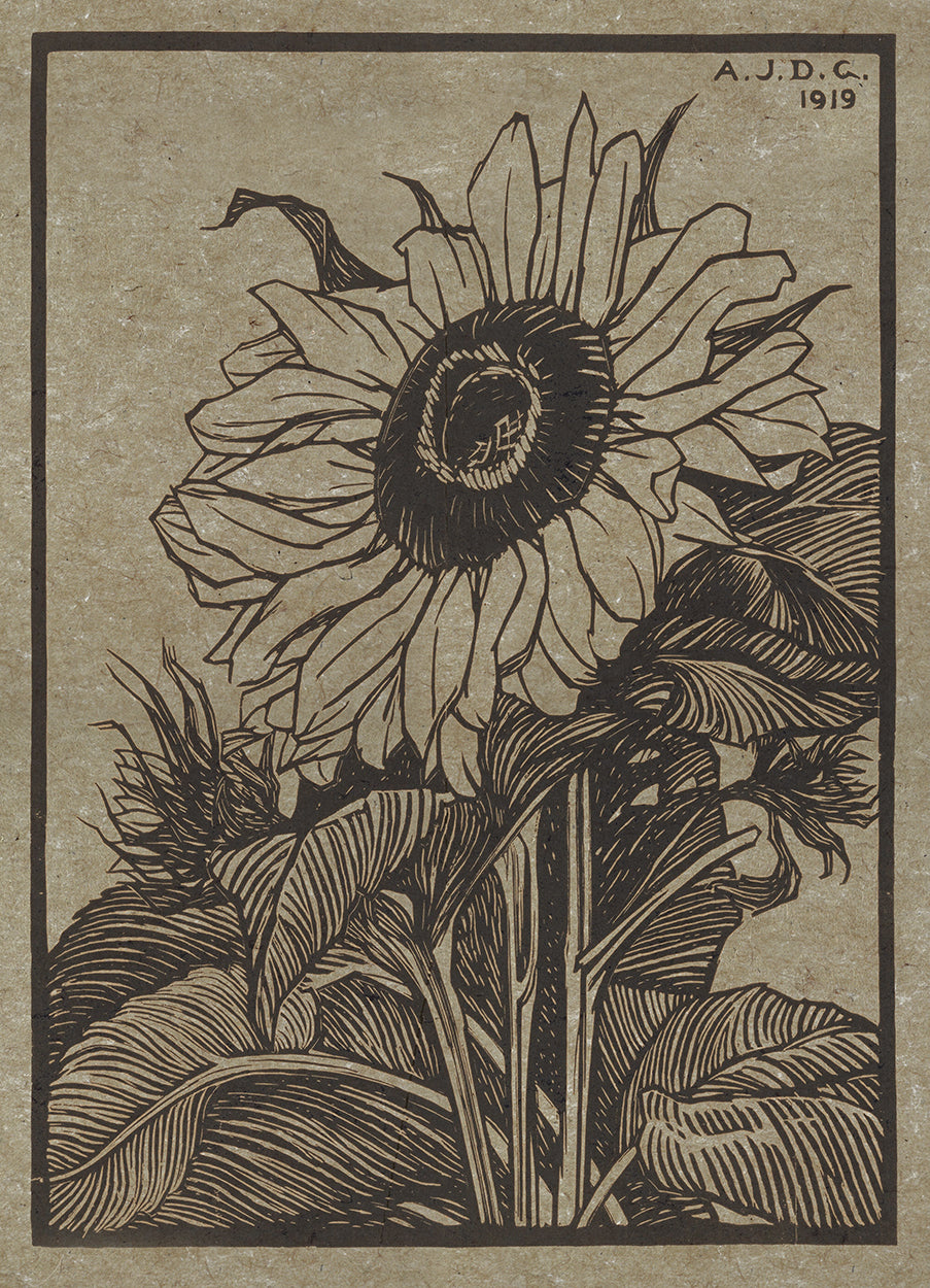 Sunflower Etching Hemp Art