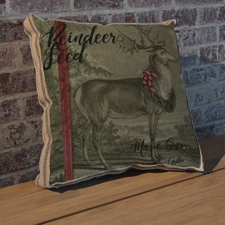 Reindeer Feed red line pillow