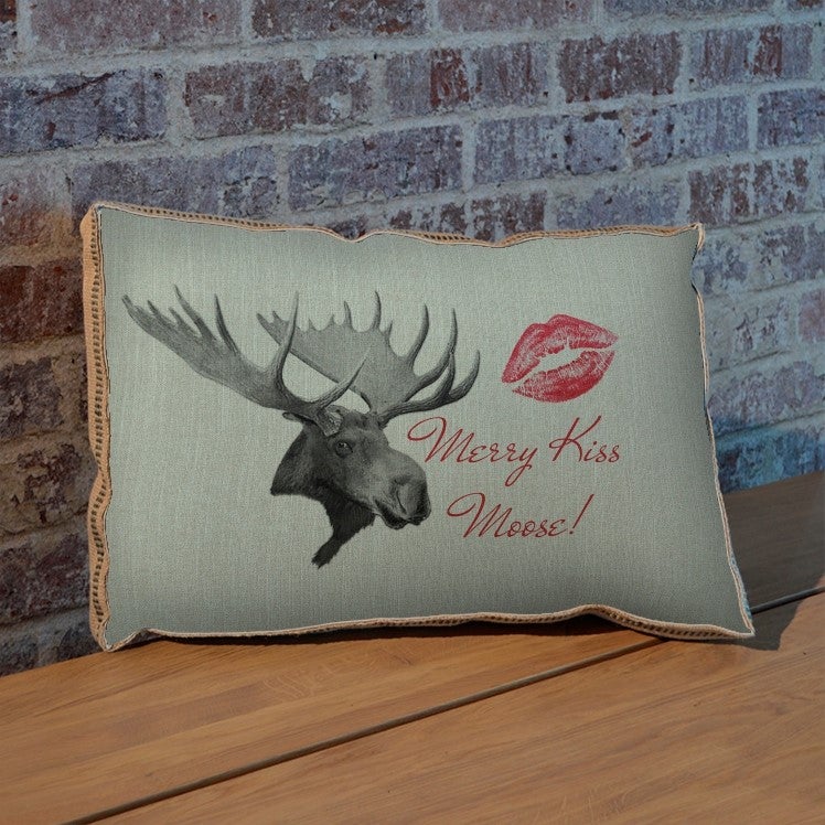 Merry Kiss Moose pillow