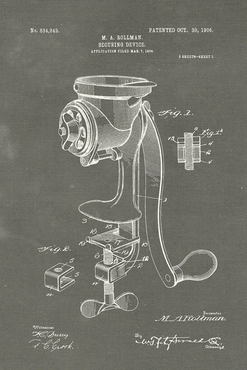 Coffee Mill Securing Device chalk finish