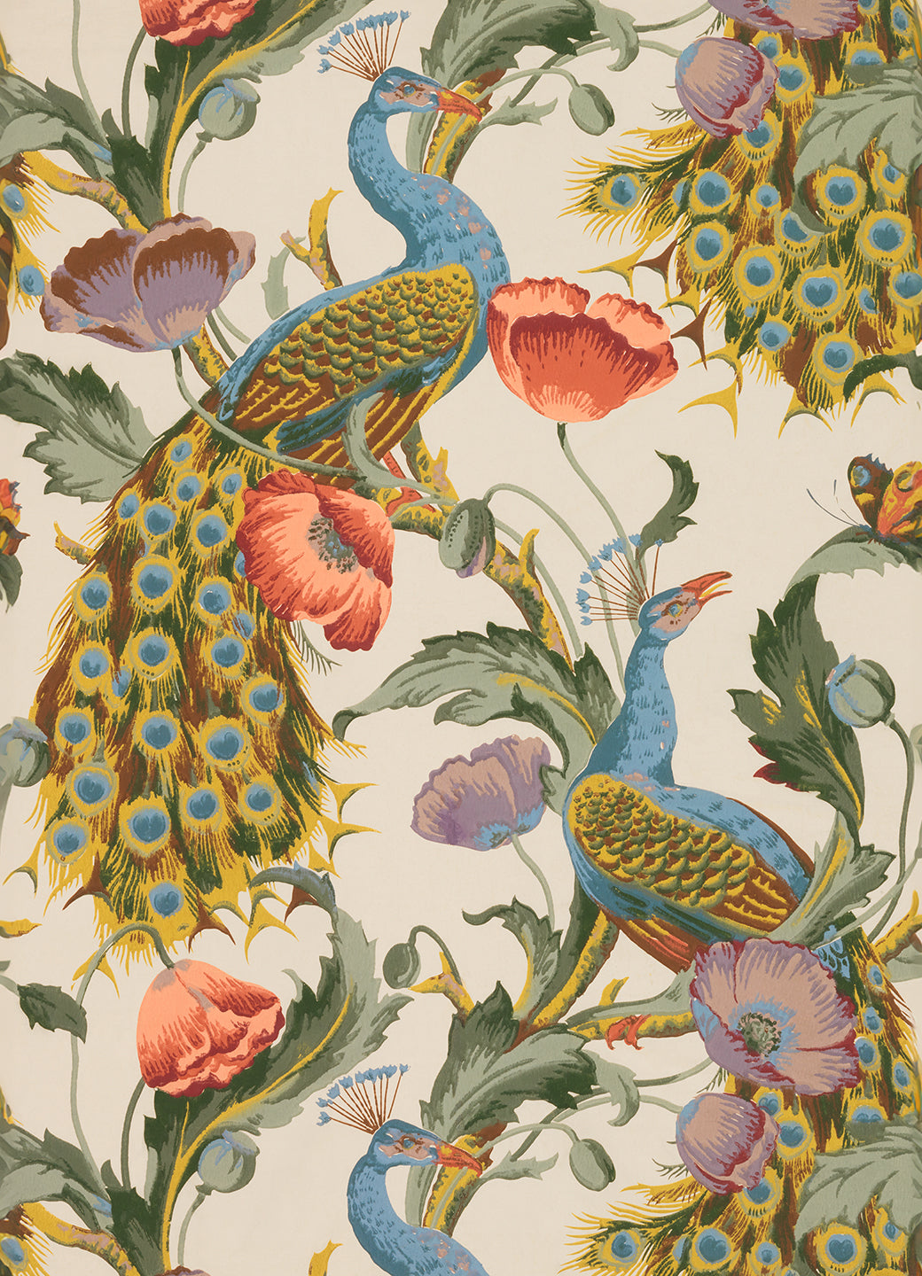 Peacock and Poppies