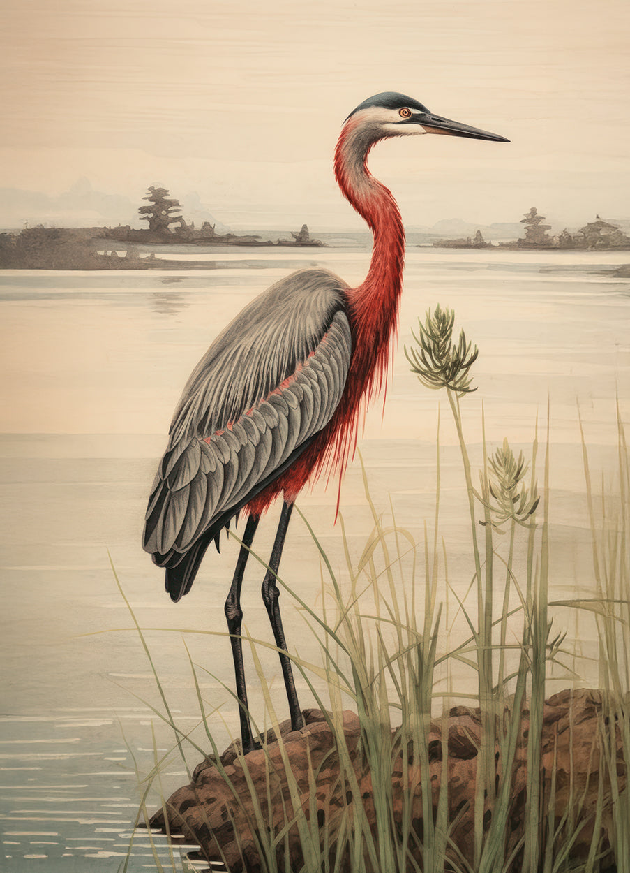 Purple Heron By Water