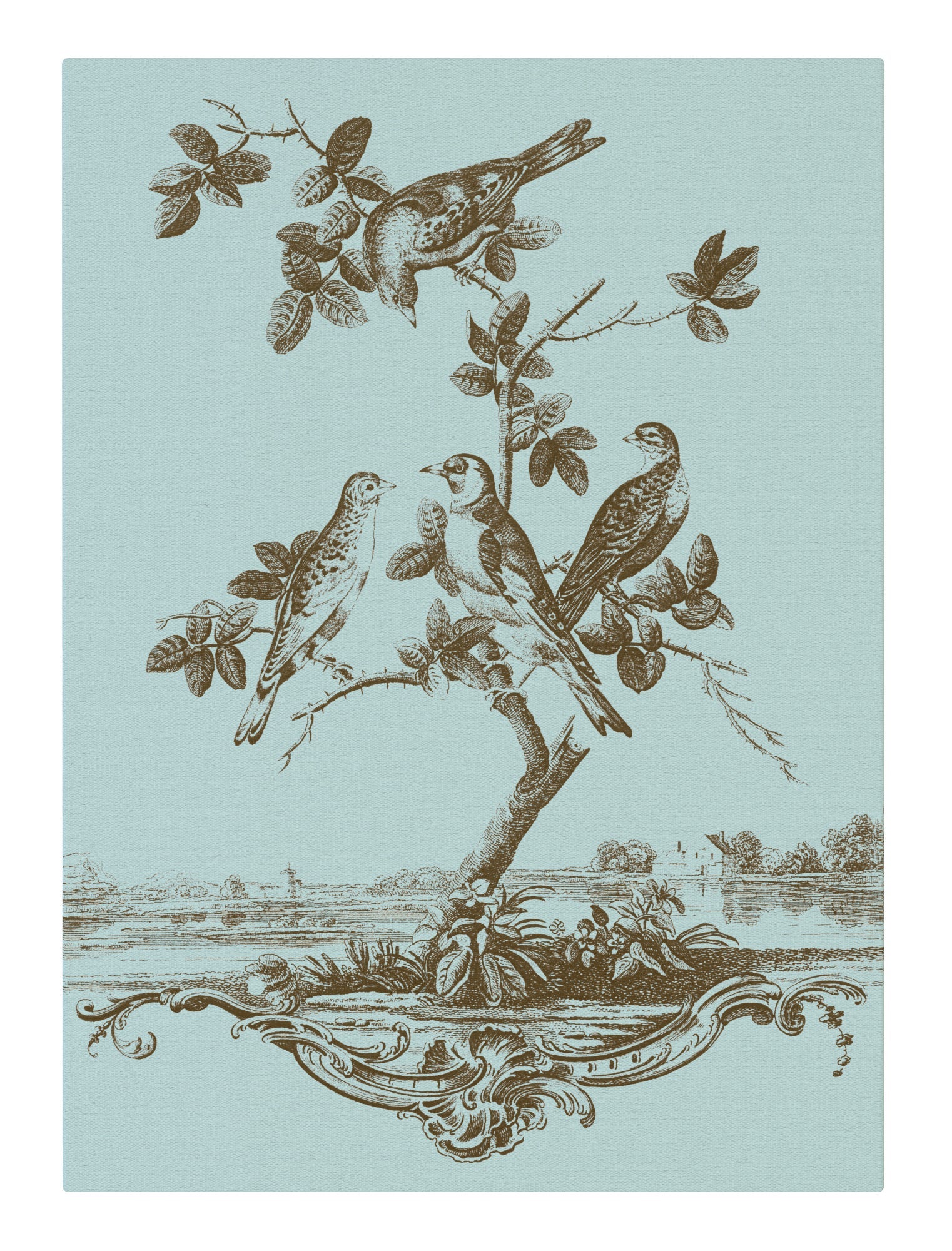 French Birds on Blue