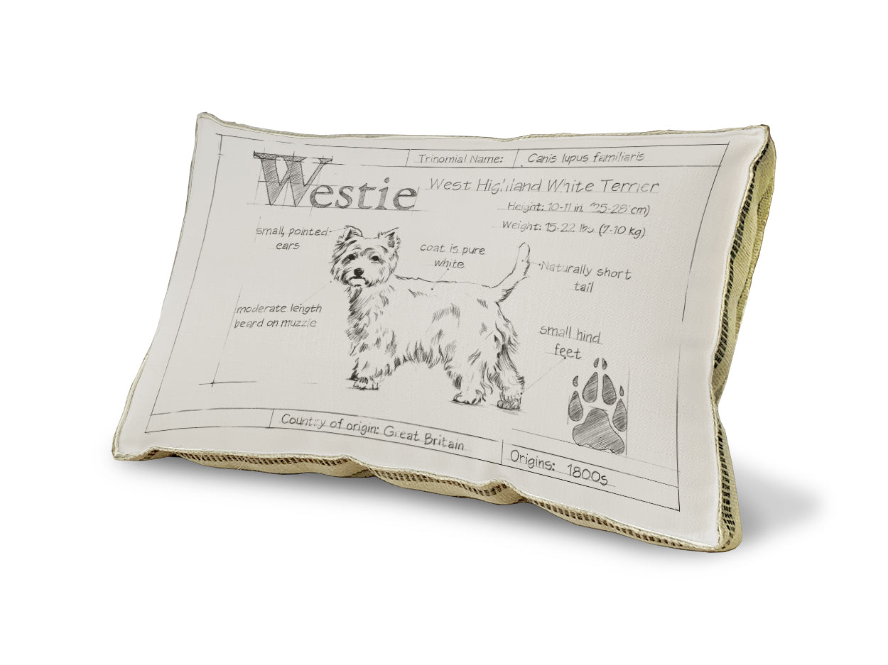 Blueprint Westie white pillow